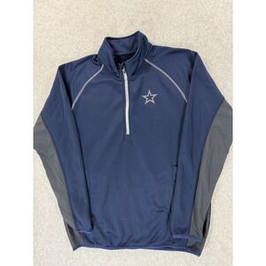 Dallas Cowboys 1/4 Zip Screened Logo Sideline Pullover (Men's‎ XL) Blue